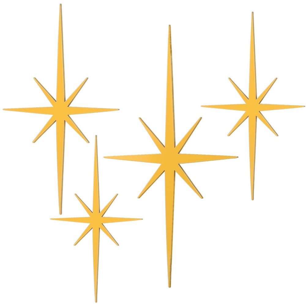 4 Pcs Cast Iron Starburst Wall Decor Mid Century Modern Decor Retro 8 Pointed✨